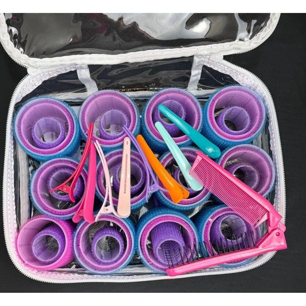 Bella Pro Curl Talk Volume Curl Essential Self Grip Hair Roller Curlers Set Case